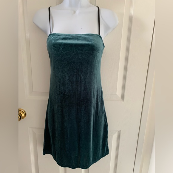 Teal Stretchy Velvet Sleeveless Mini Dress from Forever 21 NWOT - Picture 1 of 9
